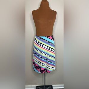 Giorgio Fiorlini Playful Print Elastic Waist Midi Skirt Y2K Size Large